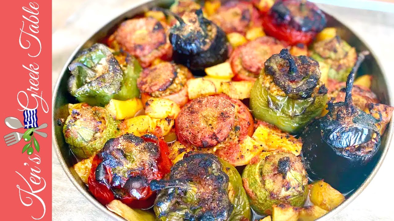 Stuffed Peppers and Eggplants   Low Carb Gemista Recipe   Ken Panagopoulos