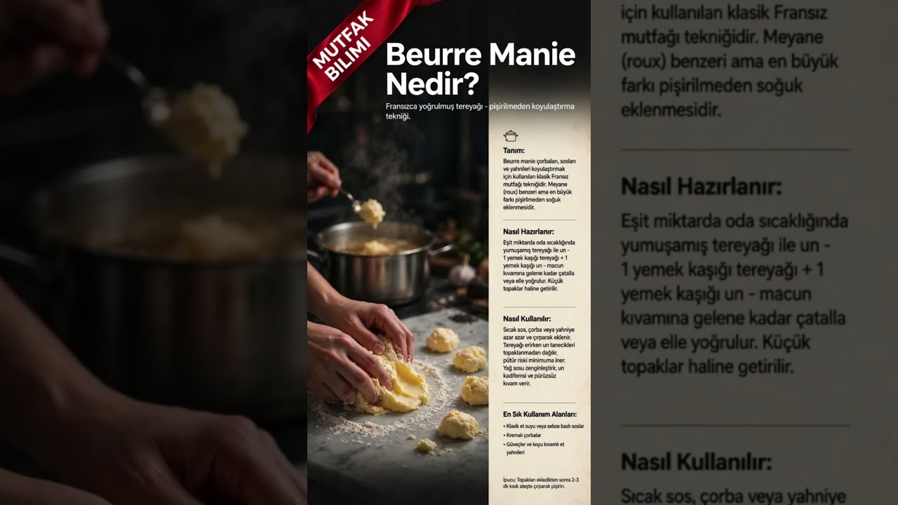 Beurre Manie Ne Demek? Şeflerin dilini çözdük #pratiktarifler #beurremanie #yemek #tarif #shorts