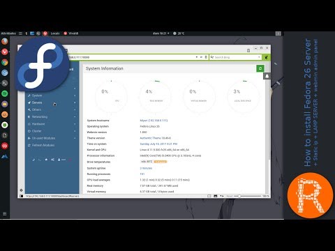 How to install Fedora 26 Server + Static ip + LAMP SERVER + webmin
admin panel