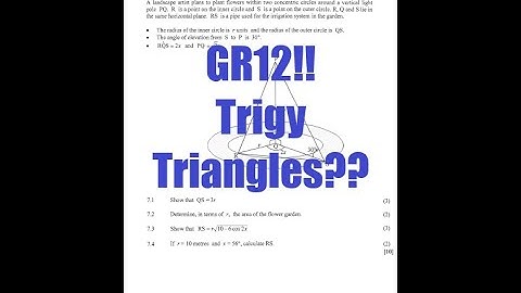 Matric/Gr 12 Mathematics Past Paper 2 2020 Question 7 Triangle Trigonometry