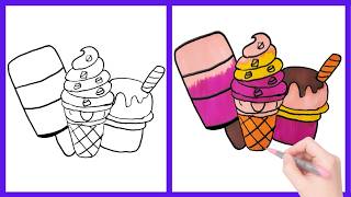 🍦🍨🍧🎨 How to Draw Cute Ice Cream Collection - Easy Step by Step Drawing & Coloring
