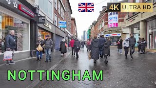 Nottingham City Centre Walk: April 2024 Walking Tour [4K60]