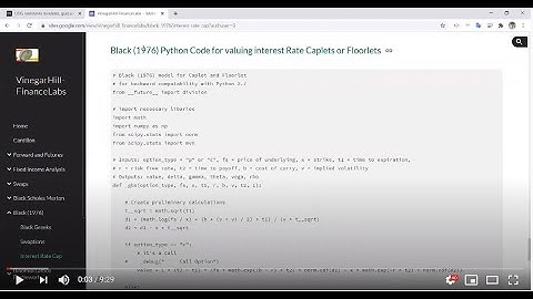 The Black (1976) model Python Code for valuing interest Rate Caplets and Floorlets
