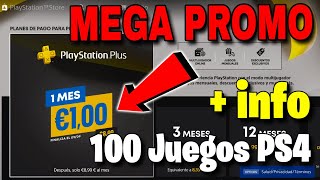 PS PLUS 1 MES POR UN DOLAR O EURO MEGA OFERTA + INFO 100 JUEGOS GRATIS PS4