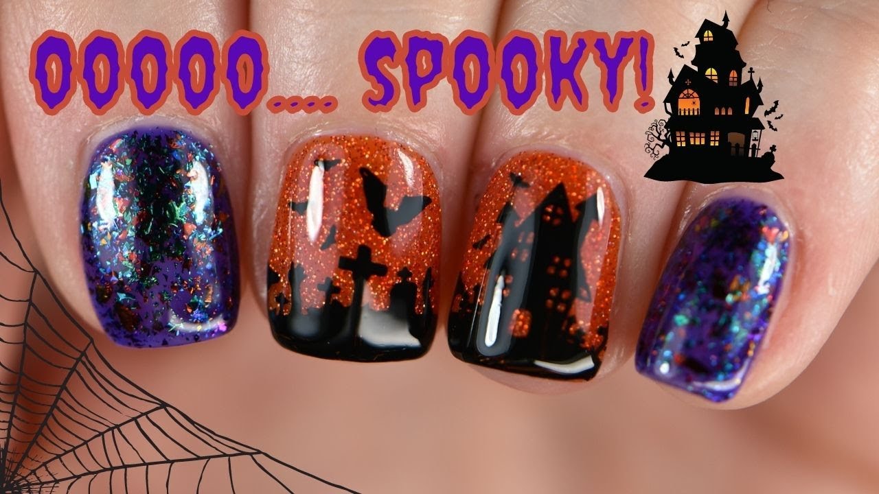 6. "Haunted House Nail Design for Halloween 2024" - wide 10