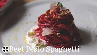 Beet Pesto Spaghetti | Spaghetti with Beetroot pesto and Mascarpone | The Soup Story