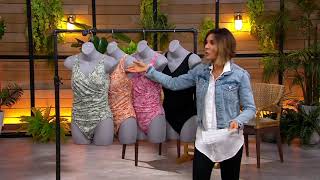 Denim & Co. Beach Surplice One-Piece with Ruching on QVC screenshot 3