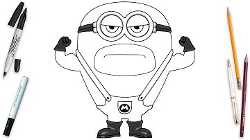 How To Draw Mega Minion Dave Easy Step By Step | Despicable Me 4