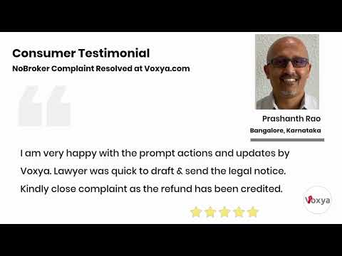 NoBroker Complaint Resolved - Bengaluru Consumer Get A Refund From Nobroker using Voxya - video from Voxya