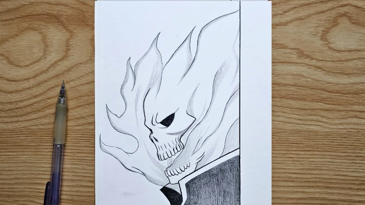 How to draw Ghost Rider | Ghost Rider step by step | easy tutorial ...