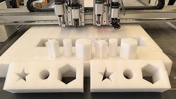 Cutting 100mm EPE Foam Inserts for Custom Packaging | Dual-Head CNC Oscillating Knife Cutter