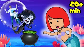 Mermaid vs Wednesday Water Witch! | Mermaid Stories by Papa Joel's English