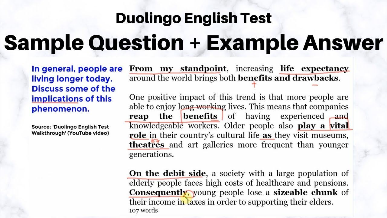 Duolingo English  Test  sample writing  task and answer 