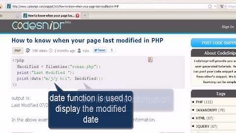 PHP tutorial :when the page last modified