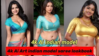 4k Ai Art indian model saree lookbook|plus size model|fashion show#fashion#ai#model