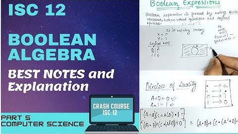 ISC 12 COMPUTER SCIENCE BOOLEAN ALGEBRA PYQs || CRASH COURSE|| PART 5