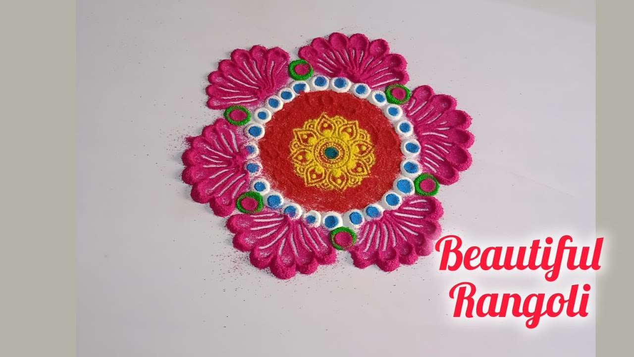 colourful floral rangoli design 