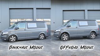 Unter 2m trotz Aufstelldach 💪🏼 Luftfahrwerk für den T6.1 4 Motion Campervan!