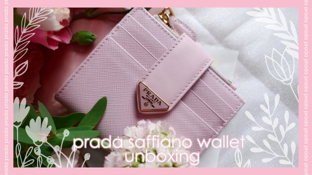Prada small saffiano leather wallet / alabaster pink 🌸 (unboxing) 