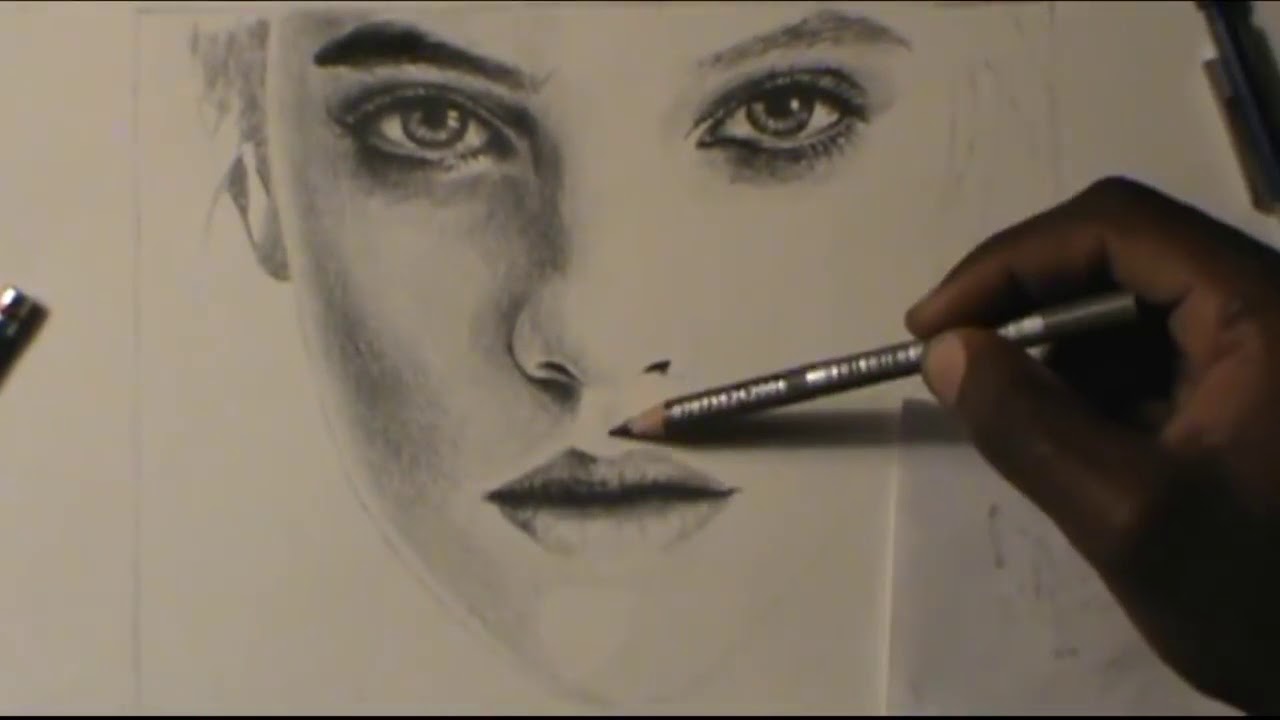 How to draw a realistic face - YouTube