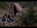 Winter Bushcraft Camping in Heavy Overnight Snowstorm - Canvas Wall Tent - Blizzard - Off Grid