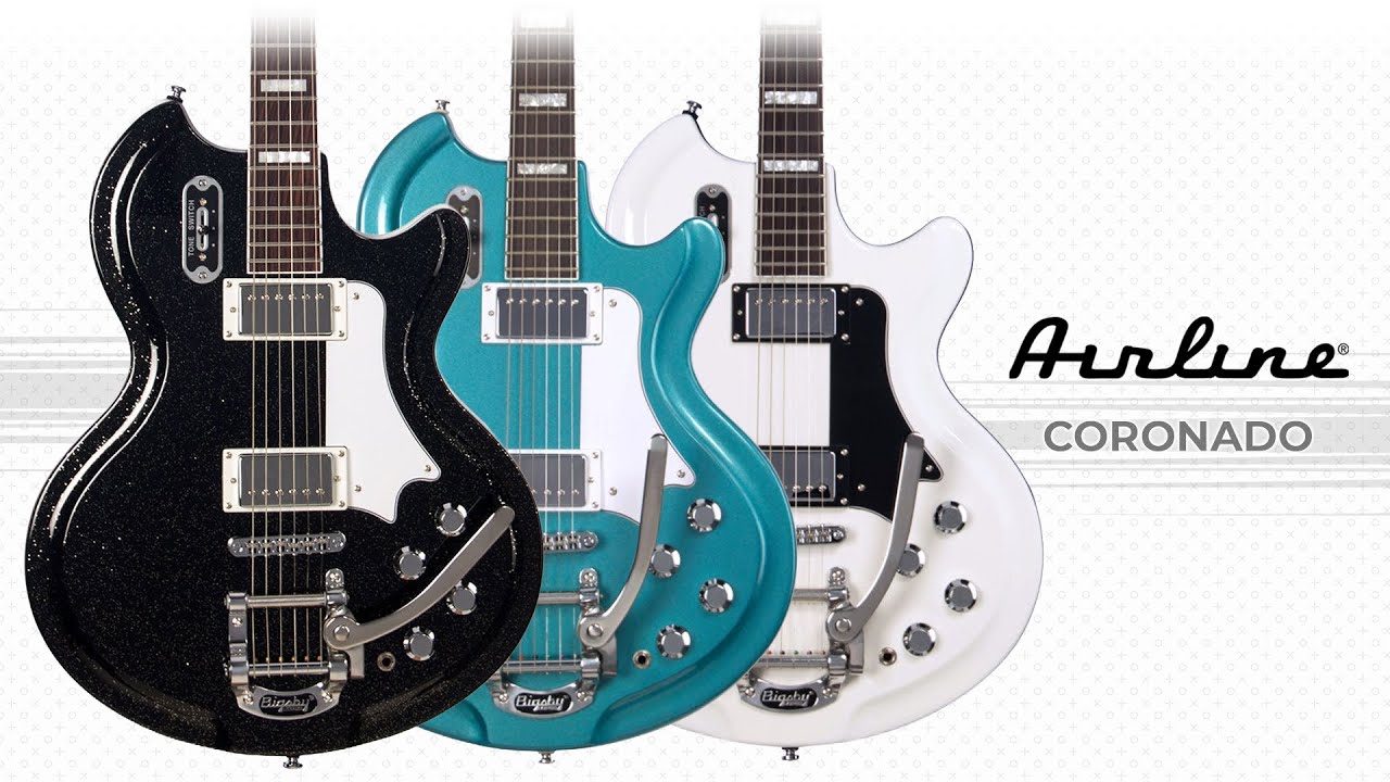 Airline Guitars '59 Coronado DLX Black Sparkle (incluye funda) - Guitarra eléctrica