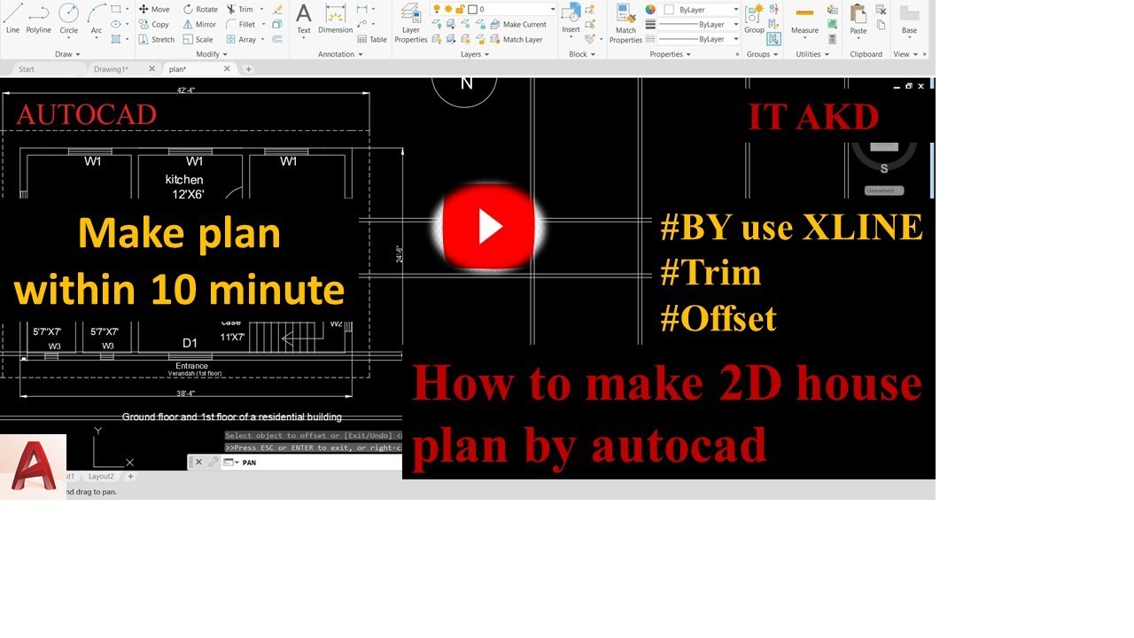 Autocad tutorial - How to Create a 2D Floor Plan for Beginners by ...