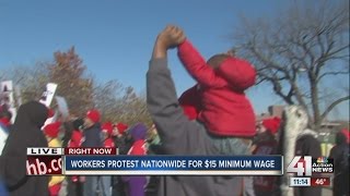 Workers protest for $15 minimum wage