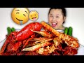 KING CRAB LEGS + WHOLE ENTIRE LOBSTER + CRAWFISH SEAFOOD BOIL MUKBANG 먹방 EATING SHOW!