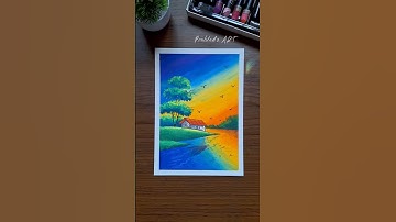 ✨️ Magical Sunset Village Landscape Drawing