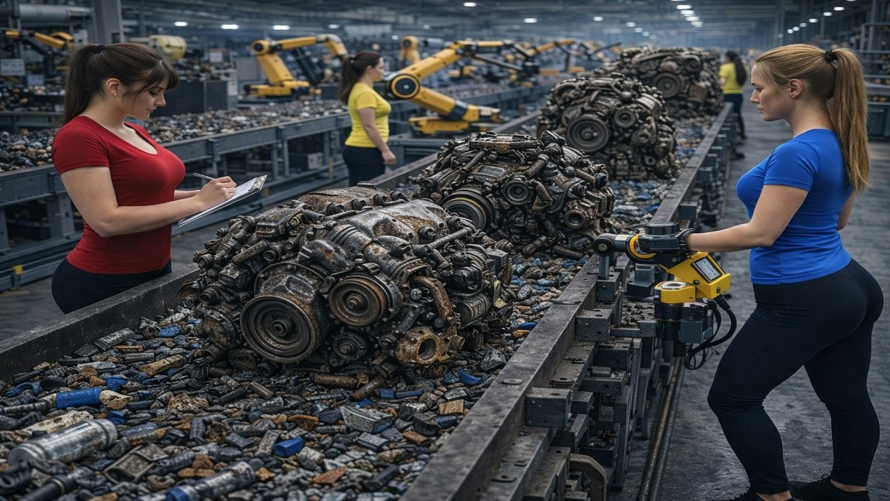 Millions of Scrap Engines Processed per Day | Inside a Giant Metal Recycling Factory