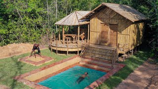 Building Jungle Bamboo House and Swimming Pool With Décor Private Living Room