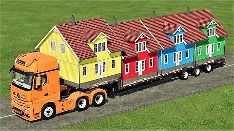 TRANSPORT OF COLORS ! MINI HOUSE LOADING ON LOW LOADER w JOHN DEERE TRACTOR ! Farming Simulator 22