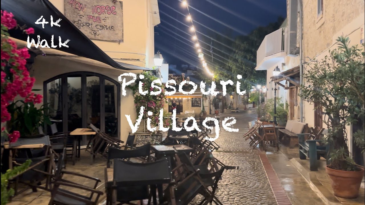 4k WALK| Rainy upper PISSOURI Cyprus village in the evening | hills view & thunderstorms 🌩️