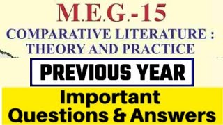 🔥 Comparative Literature: Theory and practice [MEG-15] Most ...