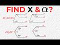 How to Find X and Alpha in Parallel Lines | Can You Solve These 4 Parallel Line Angle Puzzles?
