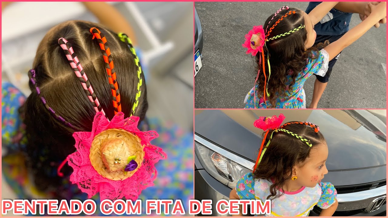 Penteado com fita de cetim | festa junina | penteados diferentes |  penteadinho infantil - thptnganamst.edu.vn