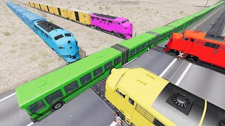 Long Articulated Bus Accident on Rail #89 - Beamng.Drive | Dancing Cars