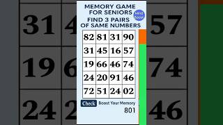 Brain Exercise for Seniors – Simple Daily Focus Activity for Active Minds | Match the Numbers