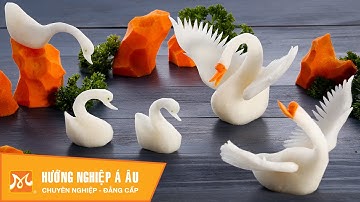 2 cách tỉa con thiên nga bằng củ cải đẹp, đơn giản | Học cắt tỉa rau củ quả