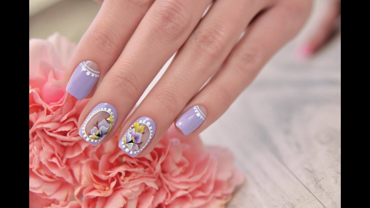 Lila virág díszítés One Move akrilfestékkel és CrystaLac-val