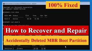 how to recover and repair accidentally deleted mbr boot partition [solved] #mbrorbios #mbr #bios