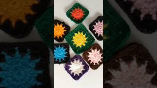 Full Pattern 10. Crotchet sun granny squares in different colours. Update