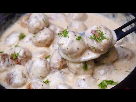 Видео рецепт Куриные фрикадельки в сливочном соусе