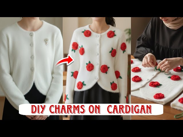 Super Easy 😱 *Viral* Rose🌹Cardigan | Woolen Flower 🌺 On Sweater