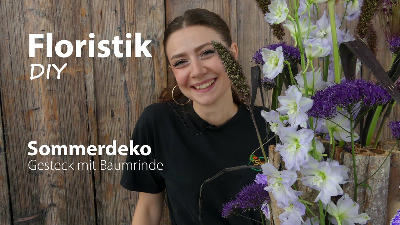 Sommerdeko DIY mit Baumrinde & Schnittblumen ☀ Schnell & einfach!