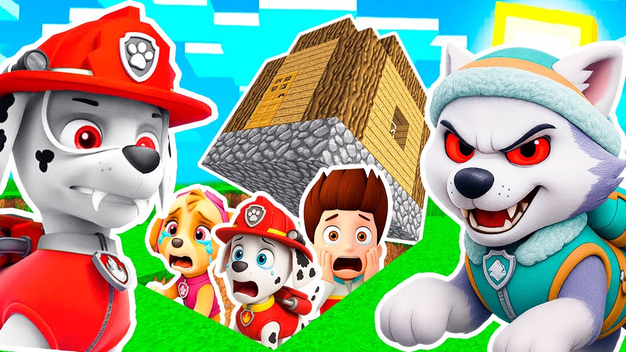 ПРЯЧУСЬ ПОД ДОМОМ от МАРШАЛ EXE и ЭВЕРЕСТ EXE с ЩЕНЯЧИЙ ПАТРУЛЬ в МАЙНКРАФТ