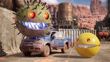 Pacman, Mecha Dog, and Flying Robot Clash in an Epic Adventure Through a Dangerous Labyrinth