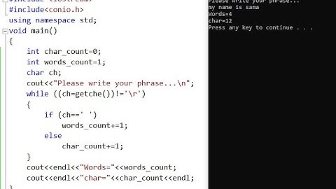 برنامج لعد الكلمات والحروف التي يكتبها المستخدم اثناء تنفيذ البرنامج