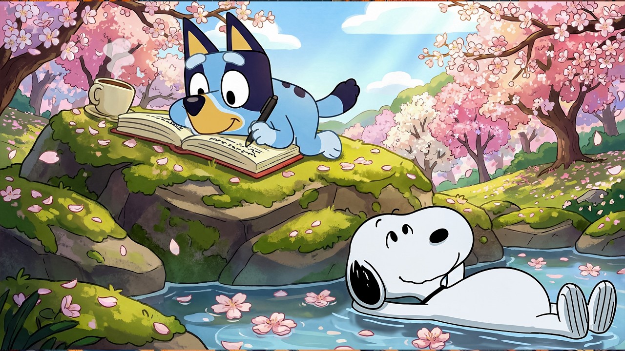 🌸 Morning Spring Study with Snoopy & Bluey 📚 Chill Lofi Beats for Study and Relax  Study with Bluey